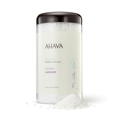 AHAVA Dead Sea Mineral Bath Salt- Intense Relaxation for Body & Mind, Elevates Moisture, Softens & Eases Sore Muscles, Enriched by Exclusive Dead Sea Salt & Osmoter blend, 32 oz