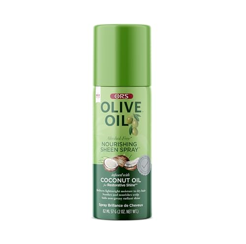 ORS Olive Oil Nourishing Sheen Spray Infused with Coconut for Restorative Shine Alcohol Free 2 Ounce (Pack of 2)