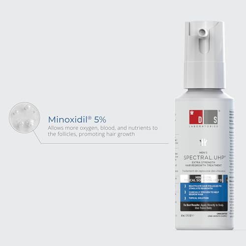 DS Labs Spectral.UHP 5% Minoxidil Hair Density Serum for Men - Extra Strength Topical Formula for Thicker-Looking Hair, Targets Thinning at the Crown Area, With Nanosome Technology, 60mL