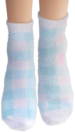 Earth Therapeutics Aloe Vera Socks – Infused with Natural Aloe Vera & Vitamin E – Helps Dry Feet, Cracked Heels, Calluses, Dead Skin - Use with Your Favorite Lotions - Blue Plaid