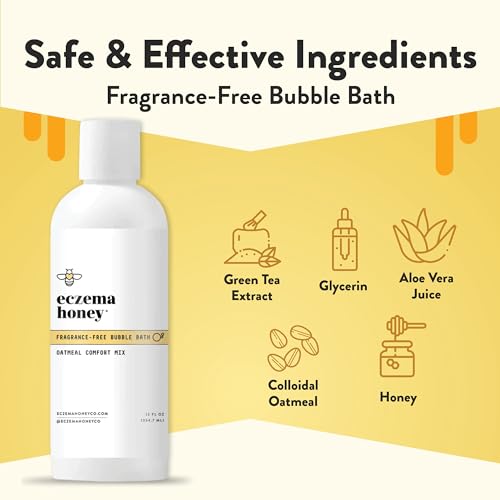 ECZEMA HONEY Fragrance-Free Oatmeal Comfort Bubble Bath - Sensitive Skin Body Wash & Bath Soak - Moisturizing Bath Products - Nourishing Bubble Bath for Women, Men, & Kids (12 Oz)