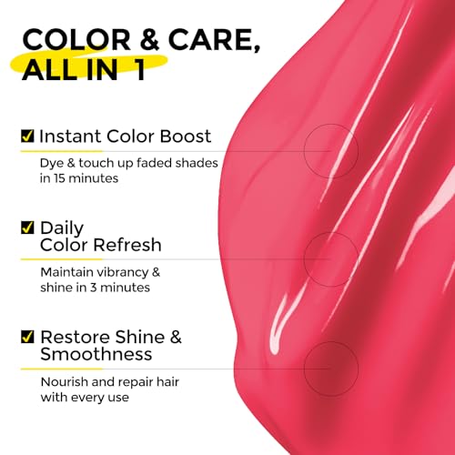 Semi Permanent Hair Color - 6 oz Color Depositing Conditioner with Shea Butter & Almond Oil - Color Conditioner Depositing Hair Mask for Bleached Hair- Vegan & Sulfate Free - Pink