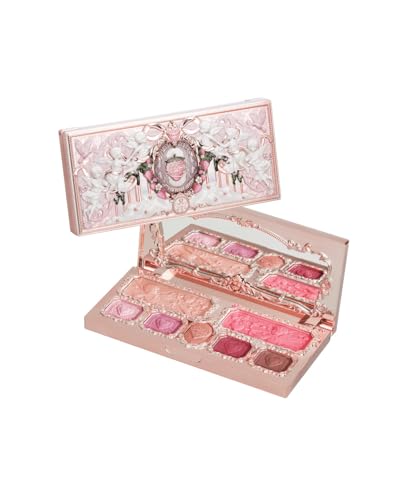 Flower Knows Strawberry Cupid Makeup Palette,Eyeshadow,Blush,Highlighting & Contour All-in-One Face Makeup Palette with 4 Matte+3 Shimmer Pink Shades(S02 Cupid's Mischief,0.49 Oz)