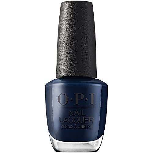 OPI Nail Lacquer Midnight Mantra | Opaque Dark Blue Crème Chip Resistant Nail Polish | Vegan, Fast Drying, Streak Free
