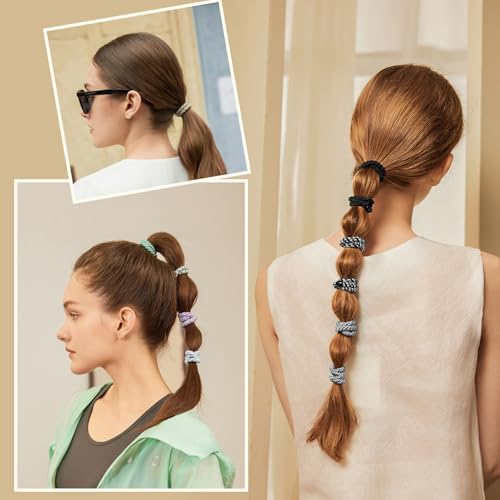 EVITA PERONI Hair Ties 12 Pcs Set, High Elastic Ponytail Holders, Hair Ties No Damage, Elastic Ties for Thick Hair Women Men, Valentines Day Gifts (Black, Brown, Orange, Apricot)