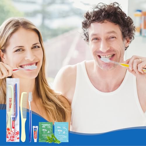 Bulk Hygiene Kits for Homeless,Disposable Toothbrushes with Toothpaste and Comb for Homeless Individually Wrapped，Basic Toiletry Kits Travel Size Shampoo And Body Wash For Hotel,Air Bnb Charity(20)