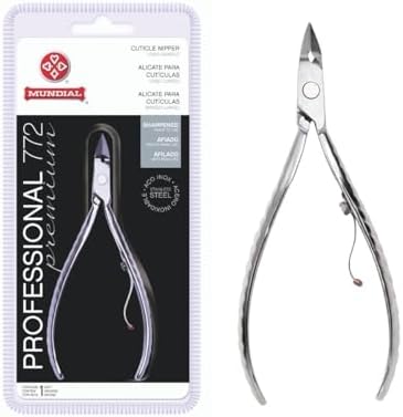 Professional Cuticle Nipper Mundial 772 PR - Brazilian Manicure Quality Long Handle Stainless Steel Trimmer Cutter for Fingernails and Toenails