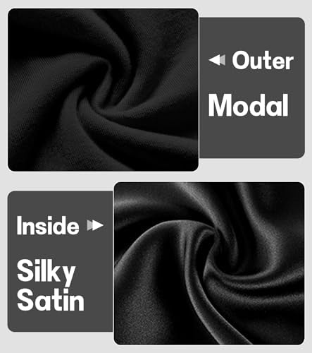 2pcs Silk Satin Bonnet Hair Wrap for Sleeping, Adjustable Strap Curly Natural Hair Night Caps for Women Men(Black&Black)