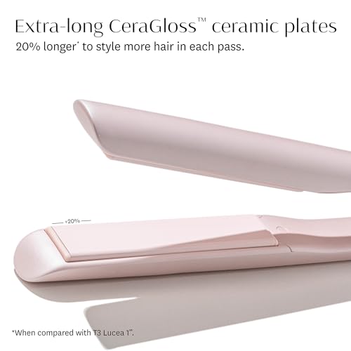 T3 SinglePass Smooth X Professional Flat Iron with Extra-Long Ceramic Plates for Faster Styling, 9 Heat Settings for All Hair Types, For Straightening, Curling, and Waving