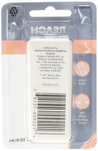 Reach Dentotape Waxed Dental Floss with Extra Wide Cleaning Surface for Large Spaces between Teeth, Unflavored, 100 Yards (Pack of 4)
