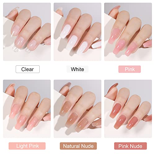 GAOY Poly Gel Nail Kit with U V Light Starter Kit, 6 Pcs Builder Gel Extension Kit for Beginners with Everything Nail Art DIY
