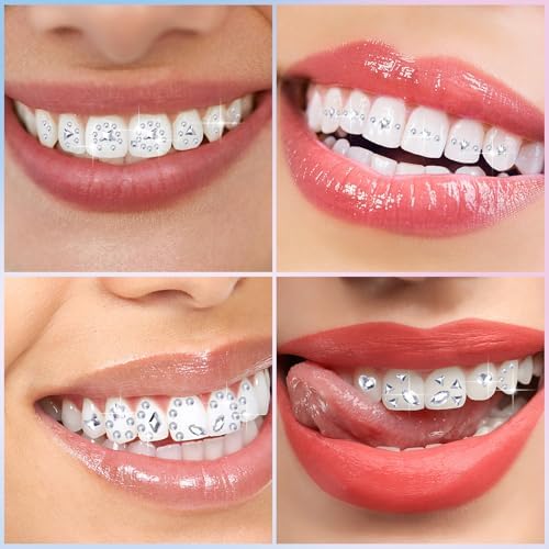 480 Pcs Tooth Gem Kit DIY Teeth Crystals Jewelry Fashionable Teeth Gems Kit Artificial Crystal Tooth Reflective Ornaments (Without Glue) (White)