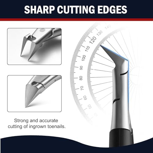 FVION Toenail Clippers for Ingrown Toenail, Straight Nail Clippers for Ingrown Toenails, Professional Ingrown Toenail Treatment for Adults, Seniors, Men and Women (Black)