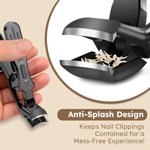 2025 Toenail Clippers for Thick Nails for Seniors, Nail Clippers for Men Angled Head, Toe Nail Clippers Slanted, Wide Jaw Opening with Catcher, Heavy Duty Ingrown Toenail Clippers Long Handle