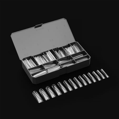Apres Gel-X Sculpted Box of Nail Tips, 14 Sizes 00-9, Soft Gel Tip Box (210pcs) (Sculpted Square Extra Long, 210)