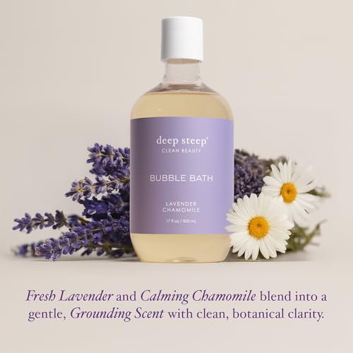 Deep Steep Bubble Bath, Lavender Chamomile, 17 oz – Soothing Soak with Shea Butter, Argan Oil, Aloe Vera & Coconut Oil – Vegan, Sulfate-Free, PH-Balanced Clean Beauty