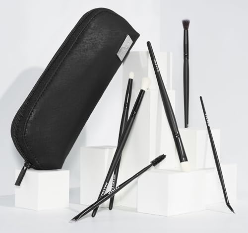 Morphe Eye Stunners Brush Set - 6 Piece Eyeshadow Brush Set - Lining, Blending & Angled Eyeshadow Brushes - Made with Natural & Synthetic Bristles and Includes Makeup Brush Case (6 Count)
