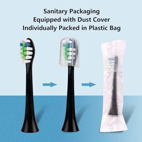 12 Pack Replacement Toothbrush Heads Compatible with fairywill P11 T9 Electric Toothbrush, W Shape Bristle Designed, Soft and Sanitary for Model P11 T9 Toothbrushes (Black)