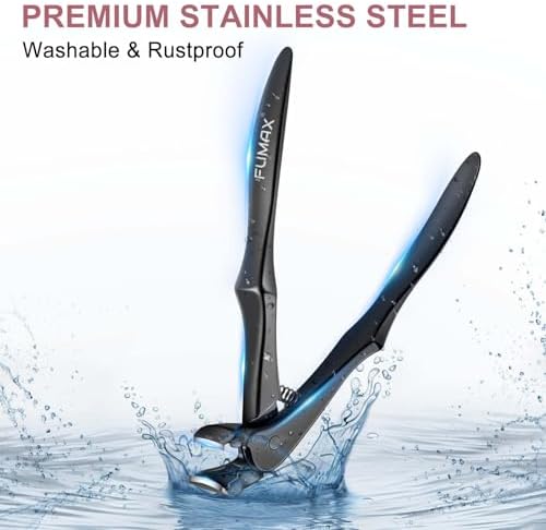 Ergonomic Nail Clippers for Men, Long Handled Toenail Clippers for Thick Toenails, Large Toe Nail Clippers for Thick Nails for Seniors Men Women, Heavy Duty Sharp Fingernail Clipper, Black
