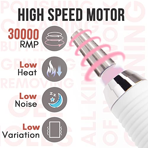 Makartt Nail Drill Professional, Rechargeable Nail E File 30000RPM Electric Nail Drill, Malory Pink Portable Gel Nail Remover Machine with Nail Drill Bits & Sanding Bands for Manicure Salon Home Use