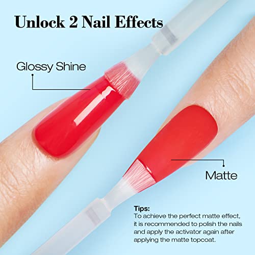 AZUREBEAUTY Dip Powder Liquid Set Bond, Base, Glossy Matte Top Coat, Activator, Brush Saver Dipping Powder Essential Tools No Nail Lamp Needed 0.5Fl oz 15ml 6Pcs