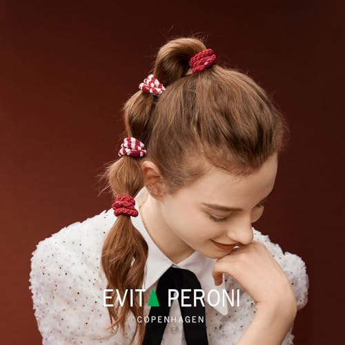 EVITA PERONI Hair Ties 12 Pcs Set, High Elastic Ponytail Holders, Hair Ties No Damage, Elastic Ties for Thick Hair Women Men, Valentines Day Gifts (Black, Brown, Orange, Apricot)