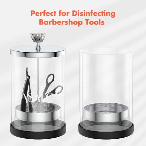 TASALON Barber Jar Pack of 1 - 25 oz Stainless Cap and Glass Jar with Removable Basket, Salon or Nail Spa