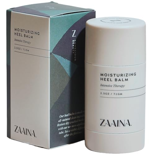 ZAAINA Intensive Heel Balm Stick for Cracked Heels – Natural Foot Balm for Dry Feet, Calluses & Rough Skin – Moisturizing Heel Softener with Shea Butter, Tea Tree & Peppermint – 2.5oz Twist-Up Tube