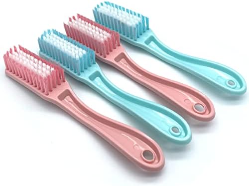 Nail Brush Foot Brush Curved Handle Grip Hand Fingernail Scrub Brush Home Laundry Cleaning Shoes Clothes Toes Nails Feet Scrubber,4 PCS