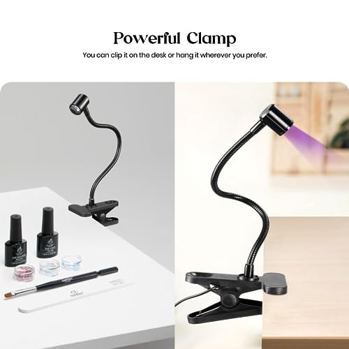 Beetles UV Nail Lamp for Gel Polish Mini LED Light with Clamp for Nail Art Design Fingernail Extension Quicky-Dry Curing Lamp for Techs Manicure Salon DIY at Home