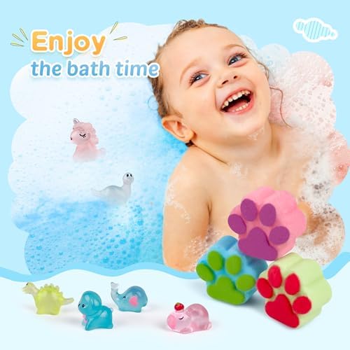 Bath Bombs for Kids With Surprise Inside, 40 Large Number Pack Paw Shape Gift Set, Natural Organic Bubble Bath Fizzy for Girls Boys With Bath Toys Inside