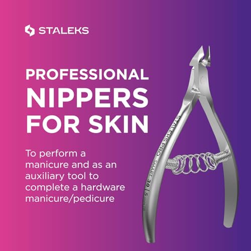 Staleks Pro Cuticle Trimmer - Professional Stainless Steel Cuticle Nipper with Sharp 5mm Blade: Durable Manicure and Pedicure Tool for Nail Care NS-30-5