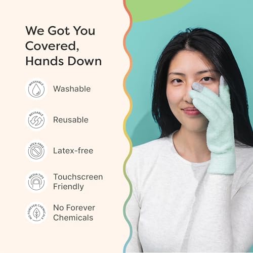 ZenToes Moisturizing Gloves for Dry Hands, Gel Infused with Jojoba Seed Oil, Olive Oil and Vitamin E, Overnight Hand Moisturizer (OSFM, Fuzzy Mint Green with Media Tips)