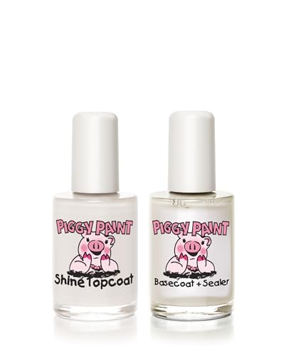 Piggy Paint | Girls Nail Polish | Cruelty-free, Vegan, & Low Odor for Kids | Make It Last (Basecoat + Shine Topcoat Set)