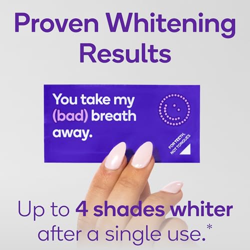 Burst Teeth Whitening Breath Strips (Polar Mint/4 Pack) | Kills 93% of Bad Mouth Germs | Up to 4 Shades Whiter in One Use | Easy to Apply/Quick Dissolving