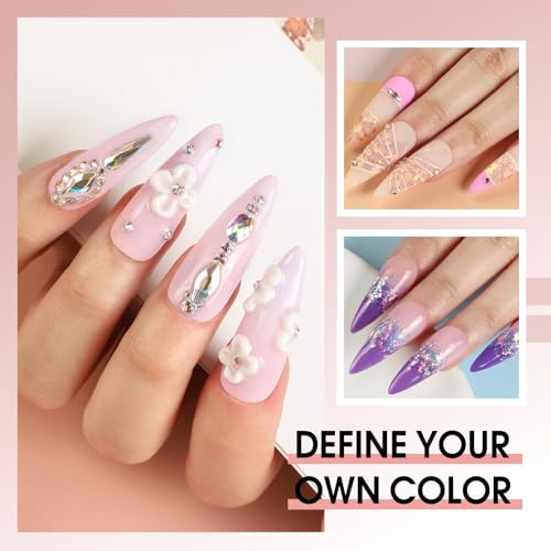 Acrylic Nail Kit with Drill Nail Kit Acrylic Set for Beginner Nude Pink White 12Pcs Glitter Powder Nail Art Rhinestones 200Pcs Tips for Women Manicure DIY