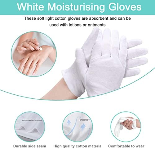 Cotton Kids Gloves - 24pcs Soft White Moisturizing Eczema Gloves for Dry Hands SPA Inspection (X-Small)