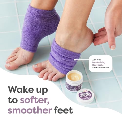 ZenToes Natural Foot Balm | Hydrating Cream for Dry, Cracked Heels & Feet | Enriched with Coconut, Tea Tree, Jojoba & Vitamin E Oils | Soothes & Softens Rough Skin | 2oz