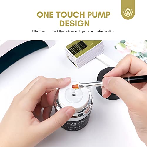 SAVILAND Builder with Air Cushion Design, Clear Hard Gel for Extension, Builder Base &Strengthener Art Manicure Set with 100pcs Forms and Acrylic Brush