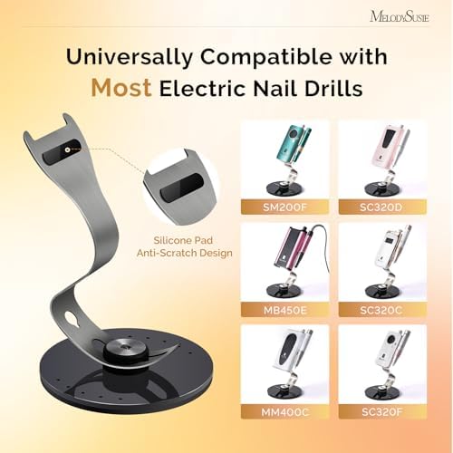 MelodySusie Nail Drill Machine Holder,10 Holes Acrylic Nail Drill Bits Holder, Professional Nail Efile Display Stand and Organizer Compatible with Most Nail Drill Machines (Not Including Efile & Bits)