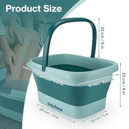 Udefineit Foot Bath Basin, Foldable & Portable Foot Soak Tub with Massage Acupoint for Foot Spa Bath, 15L/4 Gallon, Foot Massager Soaking Bath Basin Bucket for Pedicure Home Spa Treatment (Green)