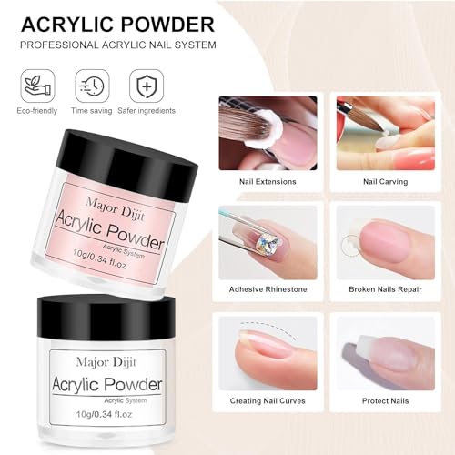 Acrylic Nail Kit Starter Set Acrylic Powder with Nail Drill U V Light Professional Tools with Decoration Everything for Beginners Home Salon Gifts (Clear/White/Nude)