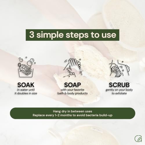 Chill Ah Green Glow Dual-Sided Loofah Bath Mitts (2-Pack) – 100% Plant-Based, Dye-Free, Biodegradable, Handcrafted in Vietnam – Natural Exfoliating Gloves for Glowing Skin