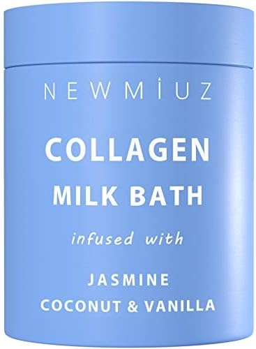 Creamy Coconut Collagen Milk Bath Soak Powder Moisturize & Soften Skin – Vanilla Jasmine Luxury Spa Bubble Bath Salt Mother's Birthday Christmas Relaxation Gifts for Women Perfect Stocking Stuffers