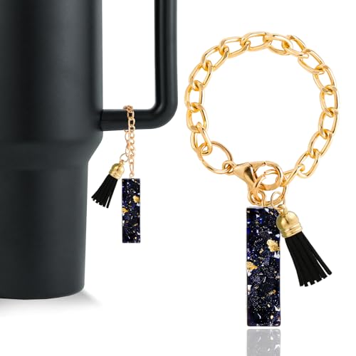 Letter Charm Accessories for Stanley Cup 1 PCS Cute Initial Keychain Handle Charm for Stanley Tumbler for Women Black Letter I