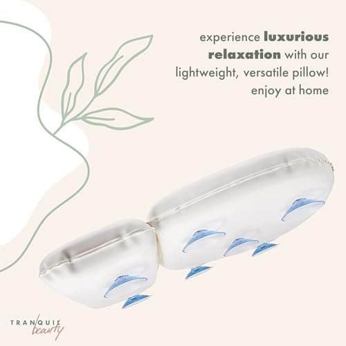TranquilBeauty Bath Pillow, White, PVC, Pain Relief, 7 Suction Cups - Ergonomic Head & Back Support, Luxury Spa Experience, Waterproof Design, Ideal for Elderly & Children