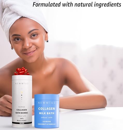 Creamy Collagen Bubble Bath Bombs with Oatmeal Milk Honey Essential Oils Luxurious Bath Gift Dry Skin Nourishment Indulge in A Blissful Bathing Spa