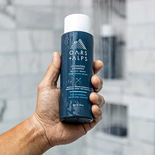 Oars + Alps Men's Sulfate Free Hydrating Shampoo, Infused with Kelp and Algae Extracts, Fresh Ocean Splash, 13.5 Fl Oz