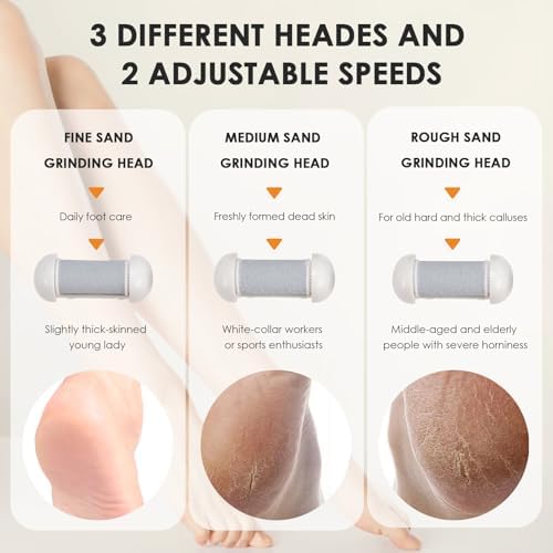 Electric Callus Remover for Feet, 17-in-1 Professional Pedicure Kit, Foot Scrubber Electric Foot File for Hard Cracked Dry Dead Skin, 3 Rollers, 2 Speed, Battery Display