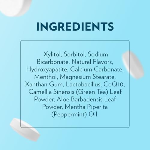 Peppermint Mouthwash Tablets - Chewable Tablet for Fresh Breath Fluoride Free Alcohol Free Travel Size Mouthwash - 90 Tablets